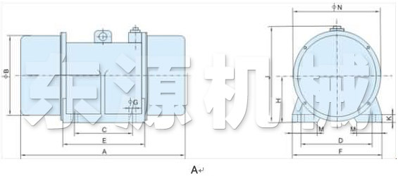 XVM-A振動電機外形及安裝尺寸A