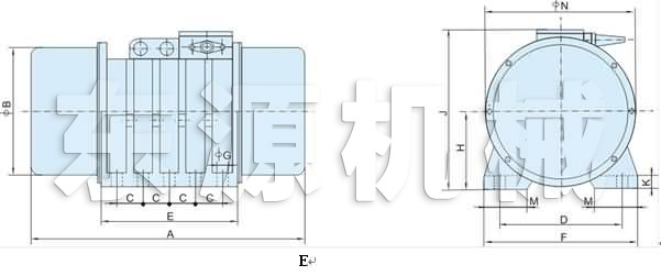 XVM-A振動電機外形及安裝尺寸E